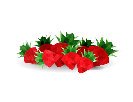 Illustration of origami strawberries isolated on white backgroundのイラスト素材