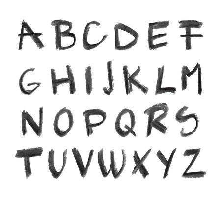 Illustration of hand drawn chalck alphabet isolated on white background; grunge textureのイラスト素材