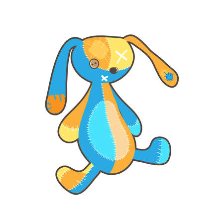 Illustration of flat rabbit toy isolated on white backgroundのイラスト素材