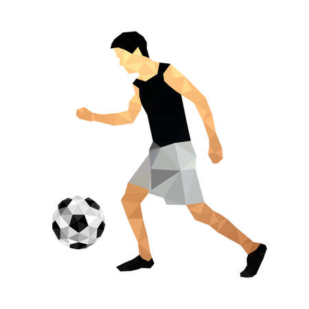 Illustration of origami football /soccer player isolated on white backgroundのイラスト素材