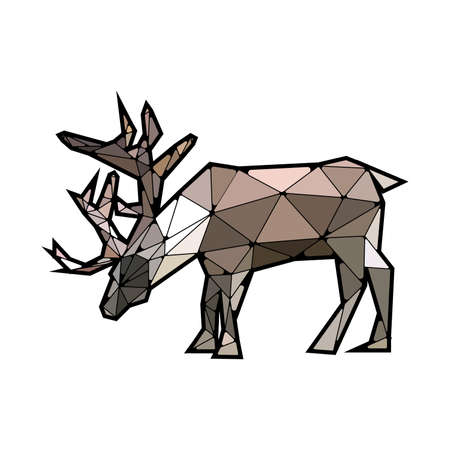 Flat modern design with stained glass deerのイラスト素材
