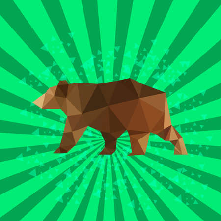 Illustration of flat design with origami bear and retro backgroundのイラスト素材