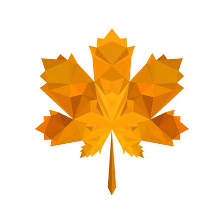 Illustration of flat origami autumn leaf isolated on white backgroundのイラスト素材
