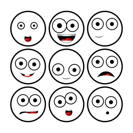 Illustration of modern flat collection with different emoticonsのイラスト素材