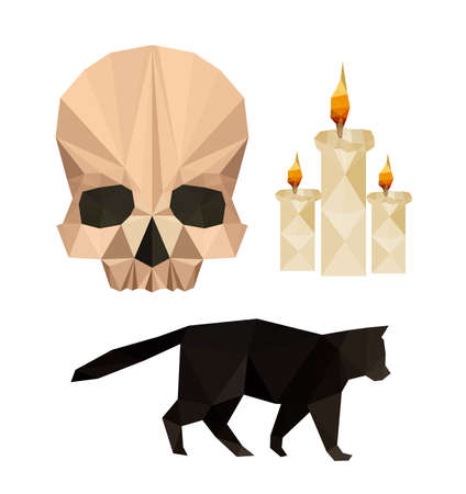 Collection of flat design with halloween objects isolated on white backgroundのイラスト素材