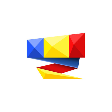 Illustration with origami Romanian flag isolated on white backgroundのイラスト素材