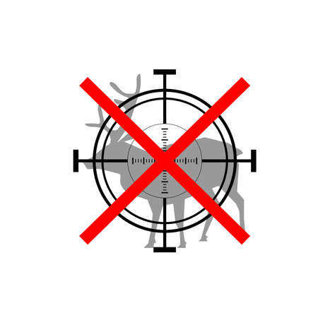 Sign of prohibited hunting deer with crosshairのイラスト素材