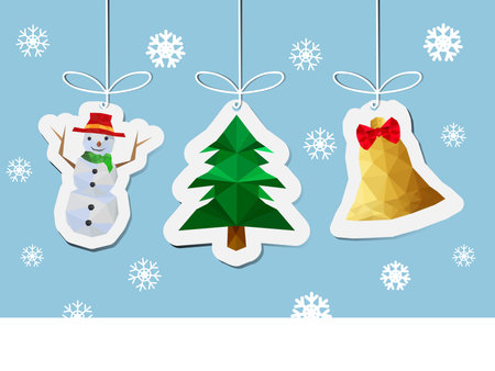 Illustration of modern flat card with Christmas ballsのイラスト素材