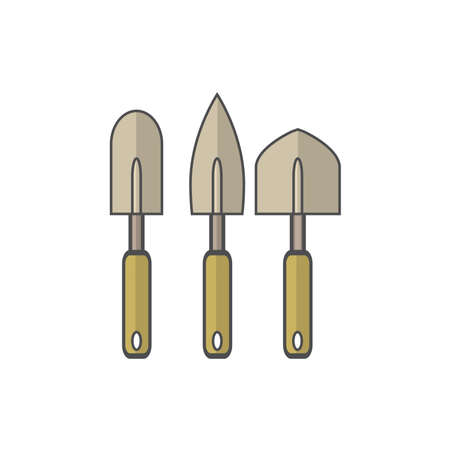 Set of three flat garden spades isolated on white backgroundのイラスト素材