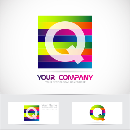 Vector company logo element template letter q colors stripe lines iconのイラスト素材