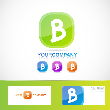 Vector company logo element template of green alphabet letter B and colored variantsのイラスト素材