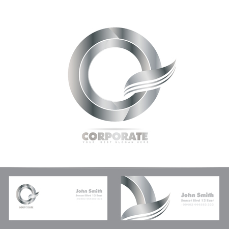 Vector template design of a silver 3d circle logoのイラスト素材