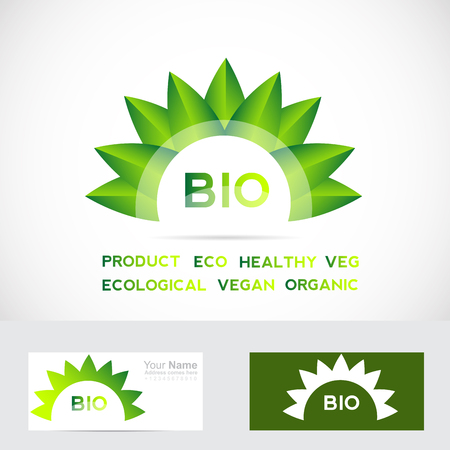 Vector company logo icon element template bio eco healthy symbol setのイラスト素材