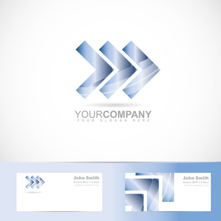 Vector logo template of three arrows forward advancing concept with business cardのイラスト素材