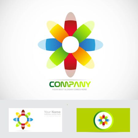 Vector company logo icon element template colored flower media advertising conceptのイラスト素材