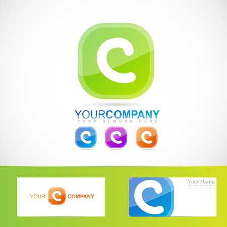 Vector company logo element template of alphabet green letter C button with colors variantsのイラスト素材