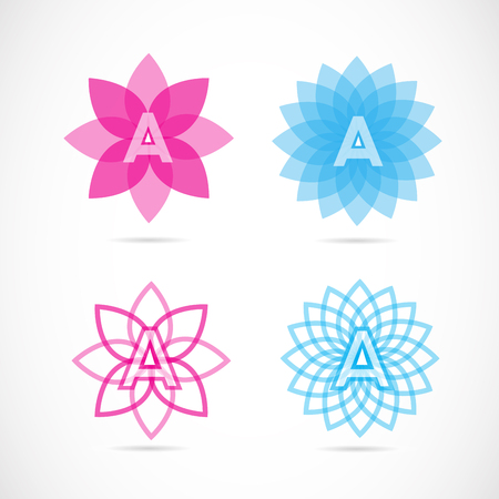 Vector company logo element template of alphabet letter a with pink and blue lotus flowerのイラスト素材