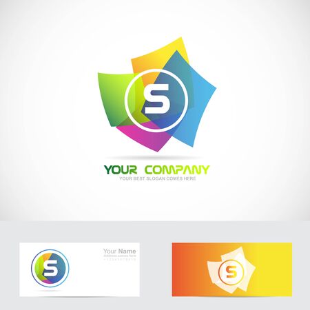 Vector company  icon element template of alphabet letter S 3d with business cardのイラスト素材