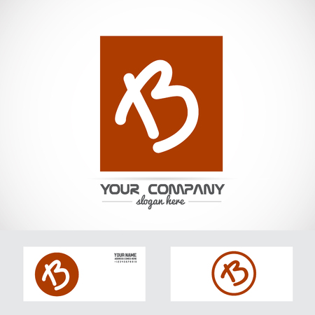 Vector company element template letter b hand written orange brownのイラスト素材