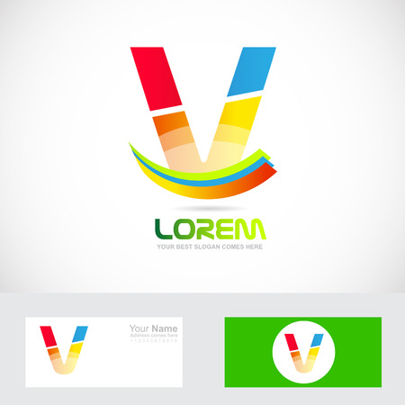 Vector company icon element template alphabet letter V colors media it games businessのイラスト素材