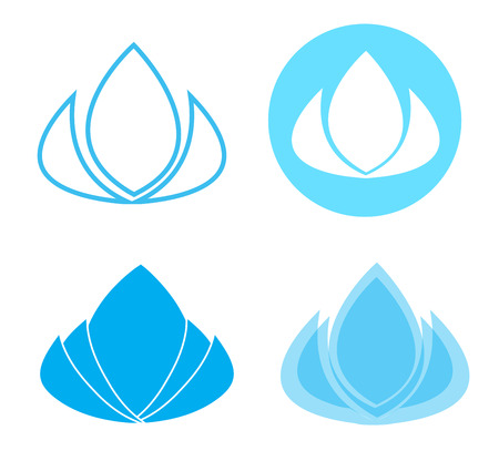 Vector design of a blue lotus flower set for spa, wellness and beautyのイラスト素材