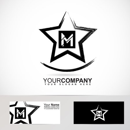 Vector company logo element template of grunge star letter M alphabetのイラスト素材