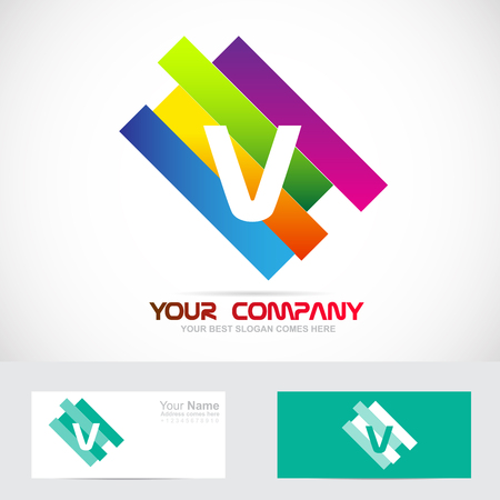 Vector company logo icon element template of alphabet letter V colorsのイラスト素材