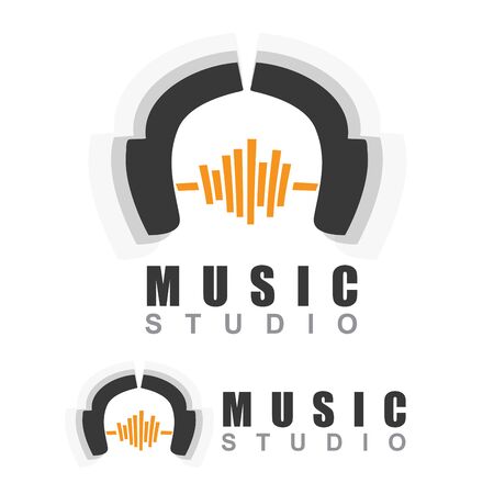 Headphones vector icon for a music studioのイラスト素材