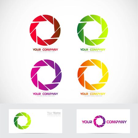 Vector company logo icon element template photography set shutter apperture cameraのイラスト素材