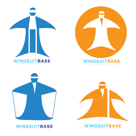 Vector template of wingsuit extreme sport base jumpingのイラスト素材