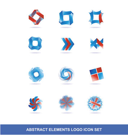 company logo icon element template set abstract circle floral square corporate business blue red gradientのイラスト素材