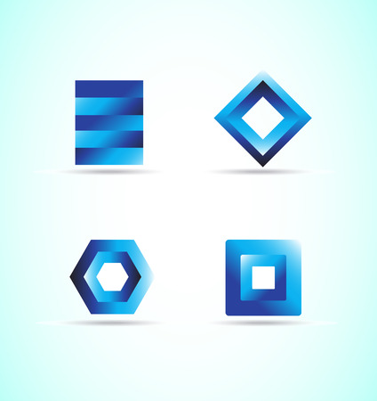 icon element template design set 3d blue corporate business brandのイラスト素材