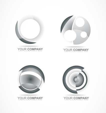company logo icon element template corporate business silver circle setのイラスト素材