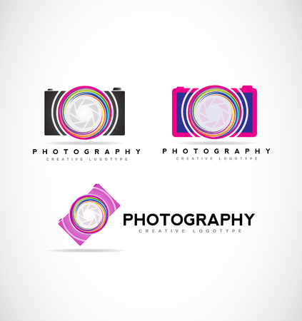 company logo icon element template photo photography camera shutter aperture set photographerのイラスト素材