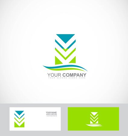 company logo icon element template arrow green blue swoosh square corporate media itのイラスト素材