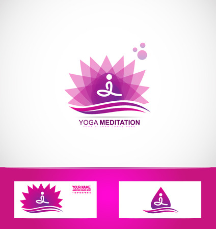 company logo icon element template yoga asan yoghini meditation lotus flower spirituality zenのイラスト素材