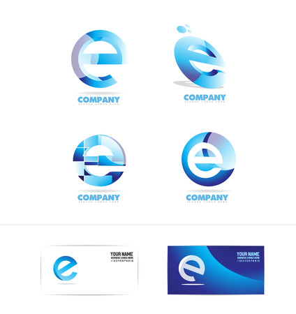 company logo icon element template alphabet letter e set blue 3dのイラスト素材