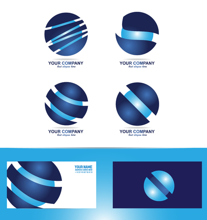 company logo icon element template corporate business blue sphere setのイラスト素材