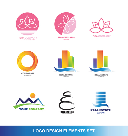 company logo icon element template spa lotus flower butterfly beauty circle corporate real estate building skyscraper mountain resort zen stone tourismのイラスト素材