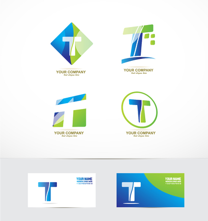 company logo icon element template alphabet letter t set