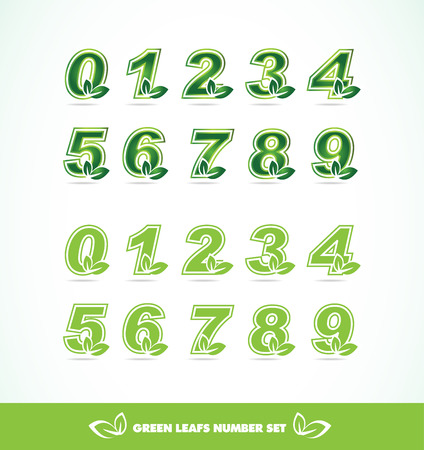 icon element template green leaf number setのイラスト素材