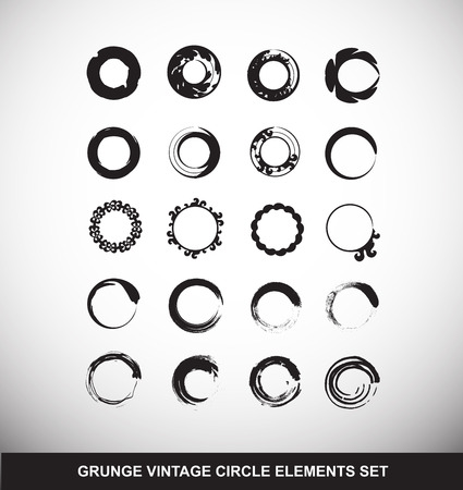 icon element template set grunge vintage circle label badge black and white emptyのイラスト素材