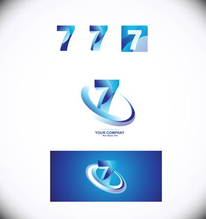 company logo icon element template number seven 7 set 3dのイラスト素材
