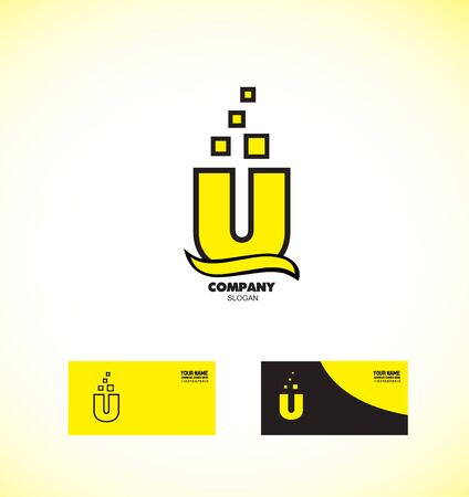 company logo icon element template alphabet letter U bold with business cardのイラスト素材