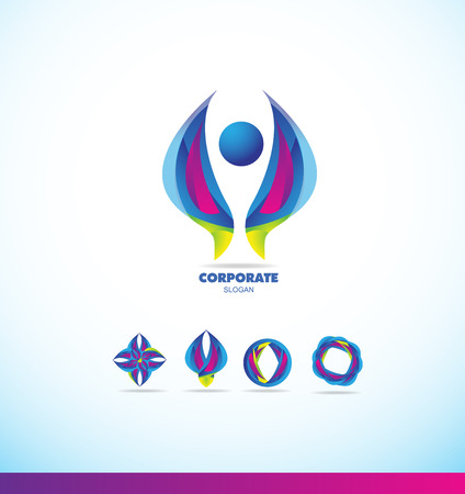 company logo icon element template 3d corporate business abstract symbol blueのイラスト素材