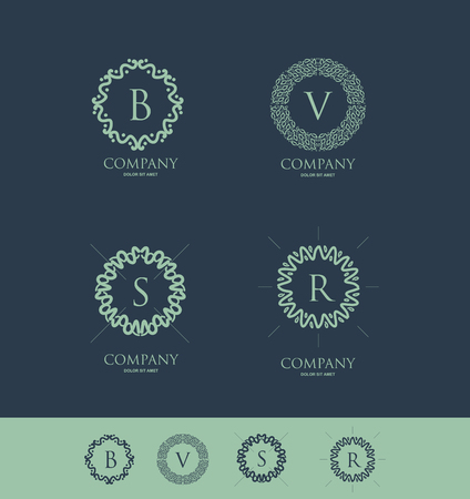 company logo icon element template alphabet letter b v s r  flower floral monogram  line  lineart vintage luxury jewellery jewelryのイラスト素材