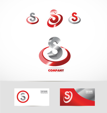 Company logo icon element template alphabet letter s red metal circleのイラスト素材