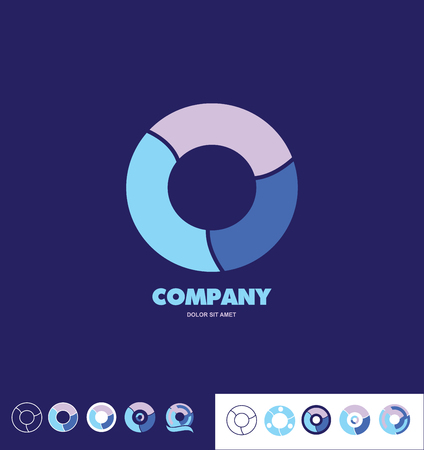 company logo icon element template blue background circle set abstract business setのイラスト素材