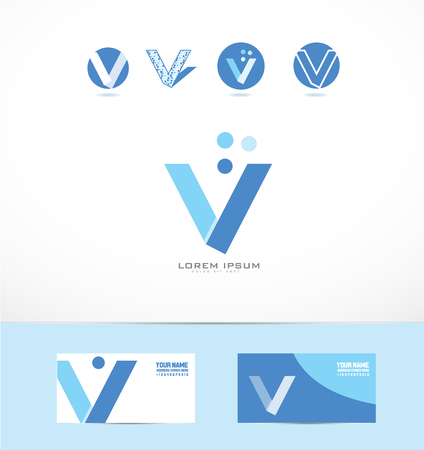 icon element template alphabet letter v blue with circles or bubblesのイラスト素材