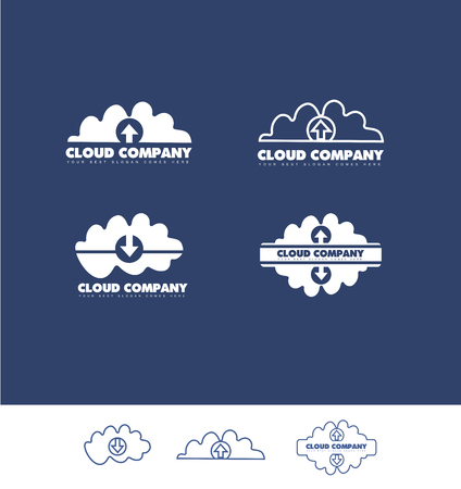 company logo icon element template cloud data hosting storage white upload downloadのイラスト素材
